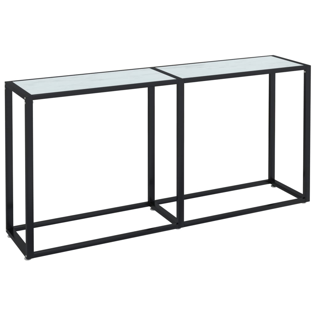 vidaXL Tavolo Consolle Bianco Marmo 160x35x75,5 cm in Vetro Temperato