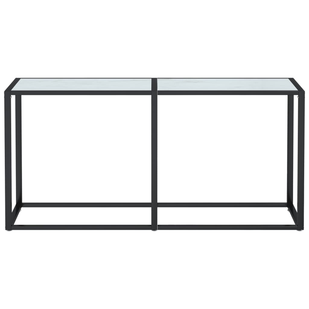 vidaXL Tavolo Consolle Bianco Marmo 160x35x75,5 cm in Vetro Temperato