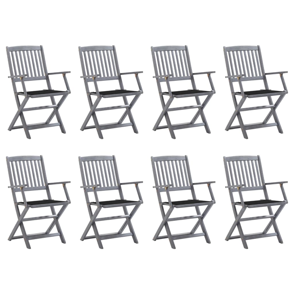 vidaXL Sedie da Giardino Pieghevoli 8 pz con Cuscini Massello Acacia