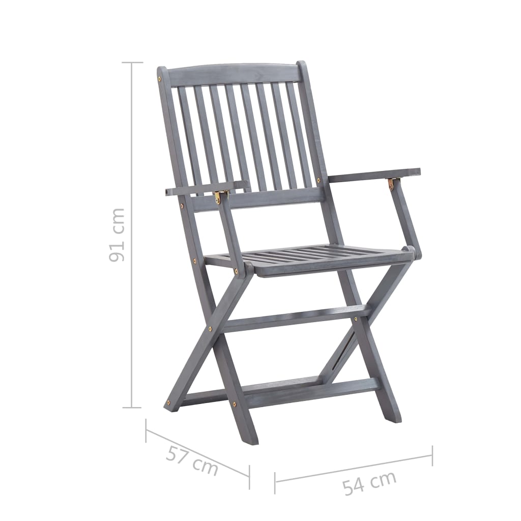 vidaXL Sedie da Giardino Pieghevoli 8 pz con Cuscini Massello Acacia
