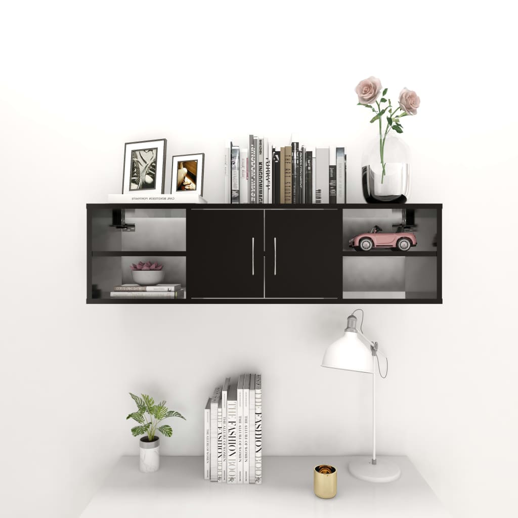 vidaXL Scaffale a Parete Nero 102x30x29 cm in Legno Multistrato