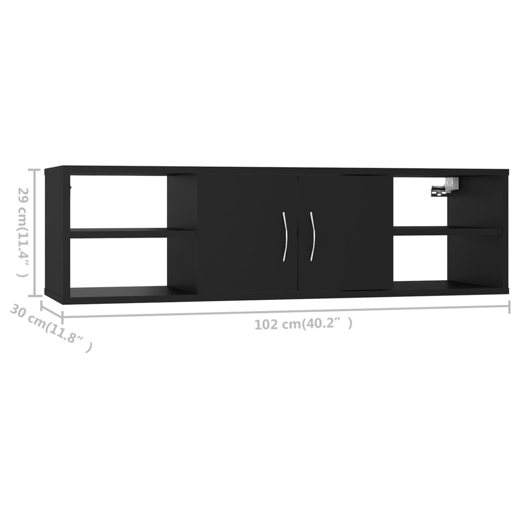 vidaXL Scaffale a Parete Nero 102x30x29 cm in Legno Multistrato