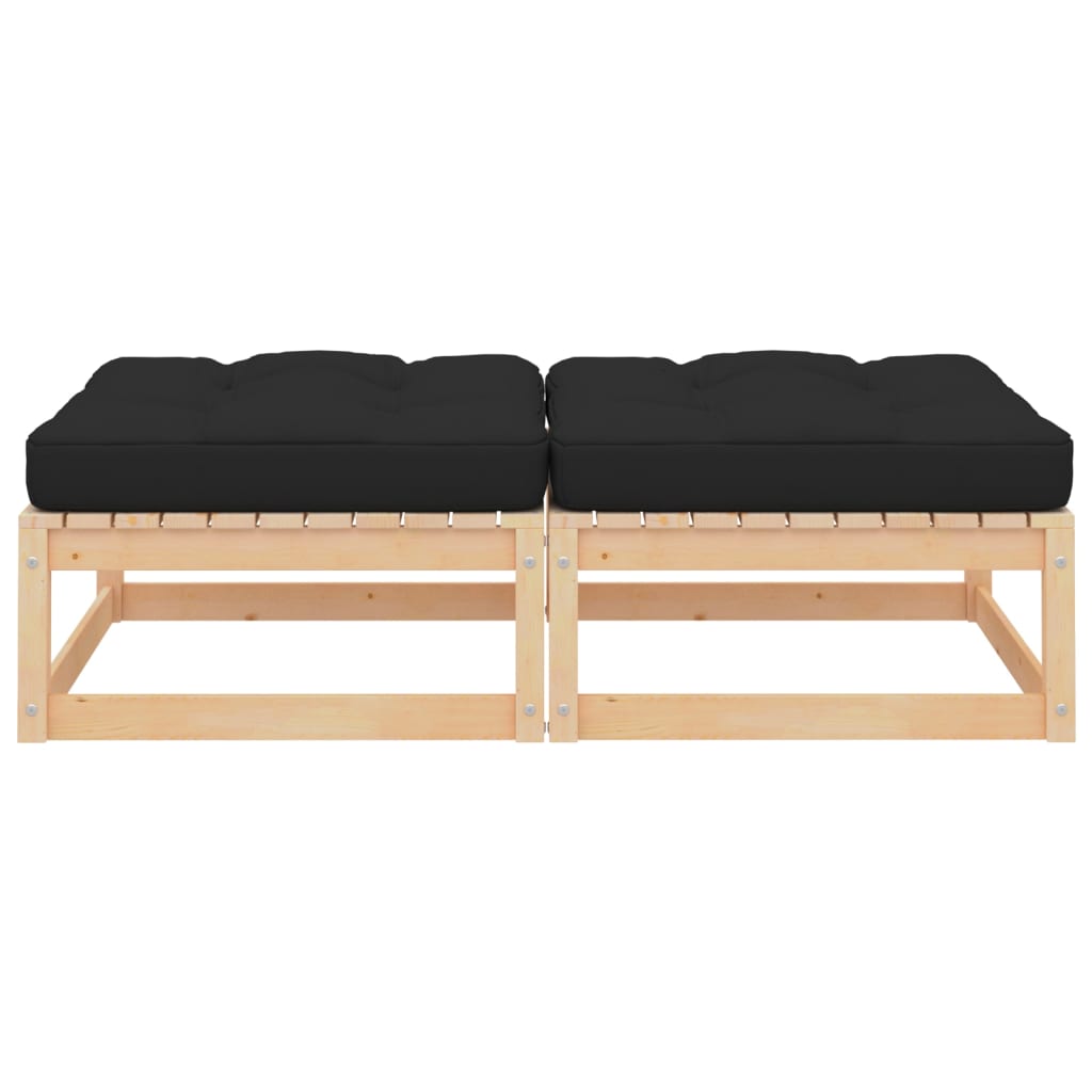 vidaXL Poggiapiedi da Giardino con Cuscini 2 pz Legno Massello di Pino