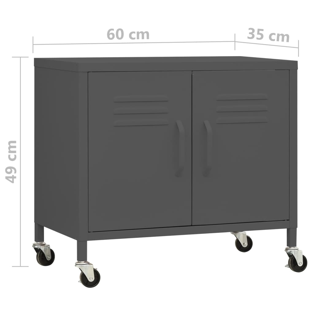 vidaXL Armadietto Antracite 60x35x56 cm in Acciaio