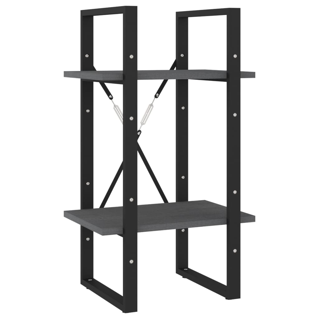 vidaXL Libreria a 2 Ripiani Grigia 40x30x70 cm in Massello di Pino