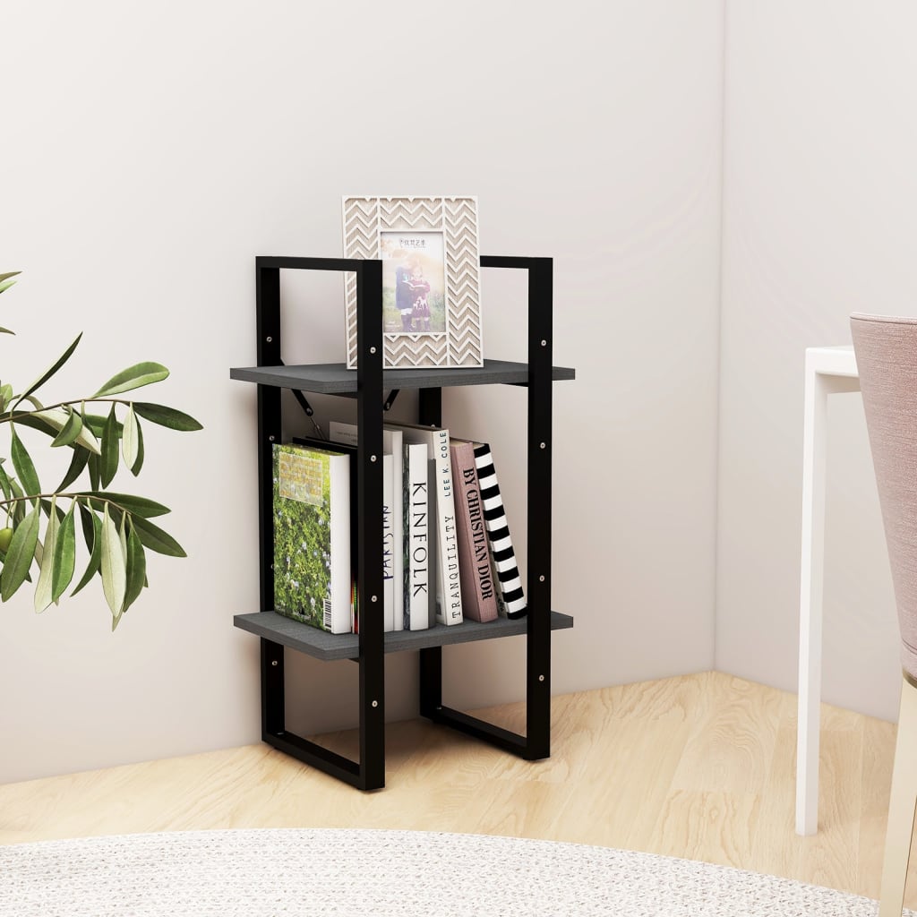 vidaXL Libreria a 2 Ripiani Grigia 40x30x70 cm in Massello di Pino
