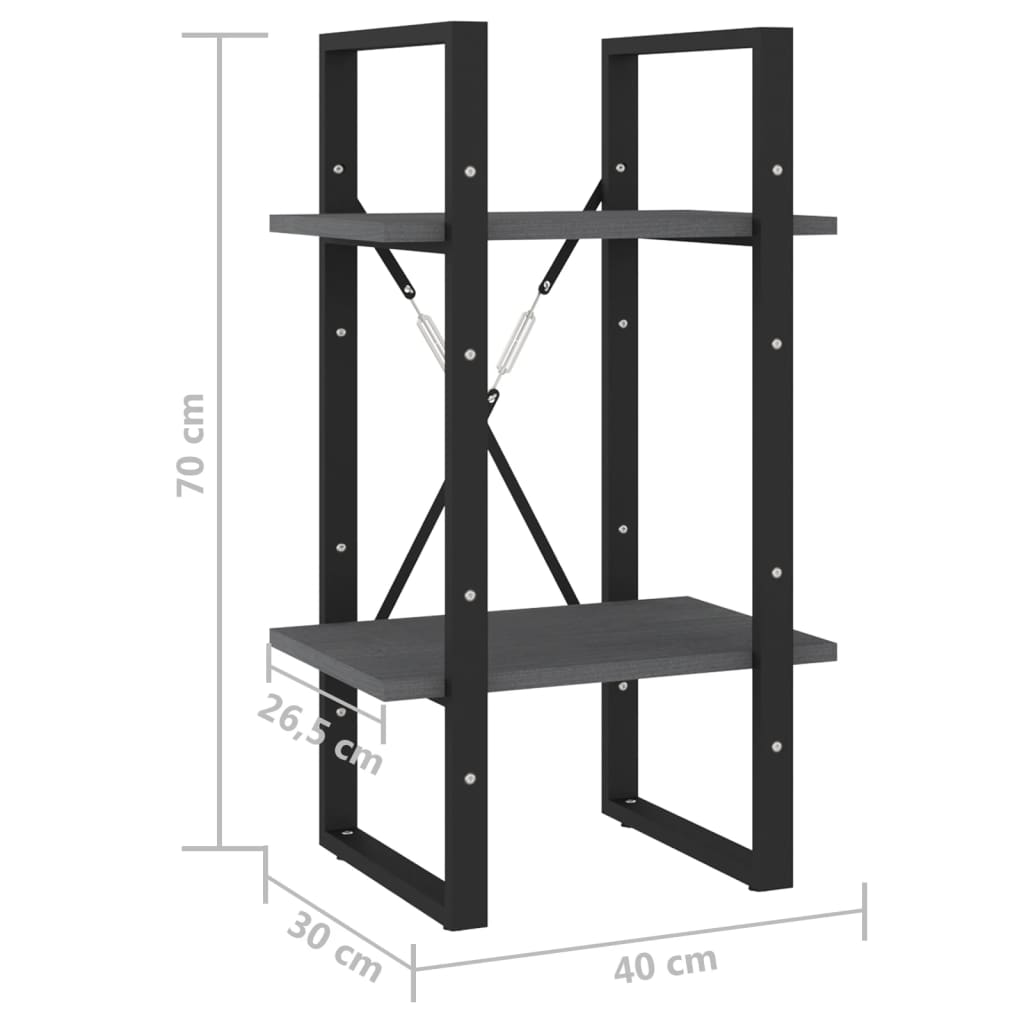 vidaXL Libreria a 2 Ripiani Grigia 40x30x70 cm in Massello di Pino