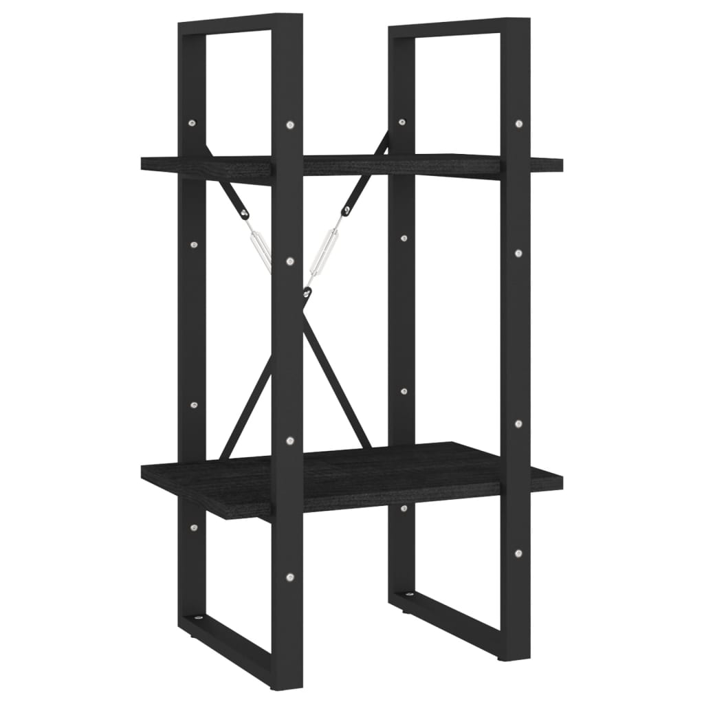 vidaXL Libreria a 2 Ripiani Nera 40x30x70 cm in Massello di Pino