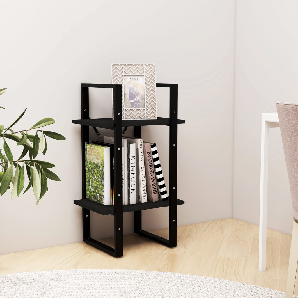 vidaXL Libreria a 2 Ripiani Nera 40x30x70 cm in Massello di Pino