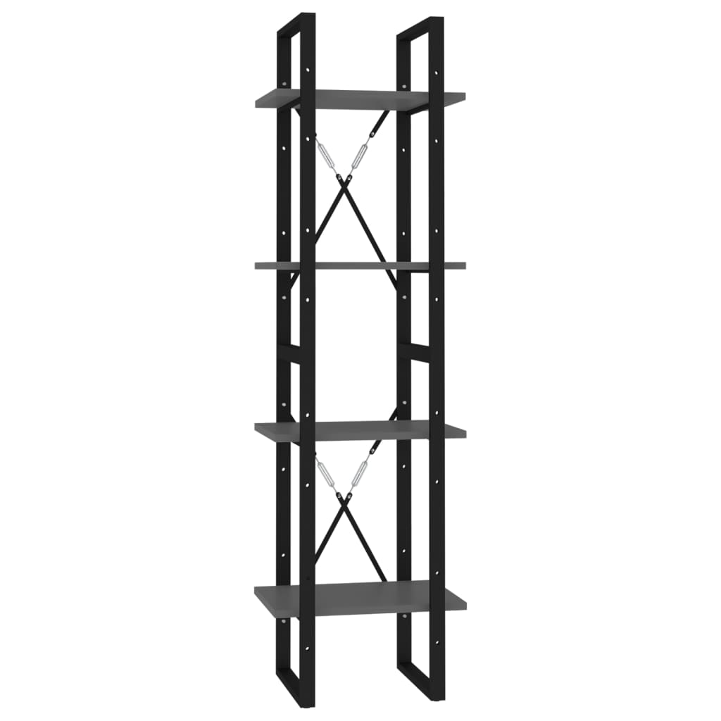 vidaXL Libreria a 4 Ripiani Grigia 40x30x140 cm in Legno Multistrato