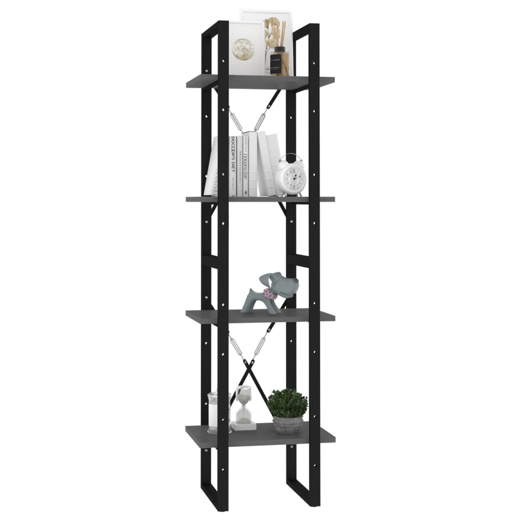 vidaXL Libreria a 4 Ripiani Grigia 40x30x140 cm in Legno Multistrato