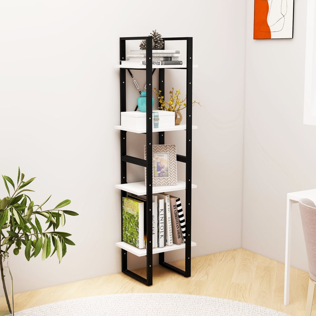 vidaXL Libreria a 4 Ripiani Bianca 40x30x140 cm in Massello di Pino