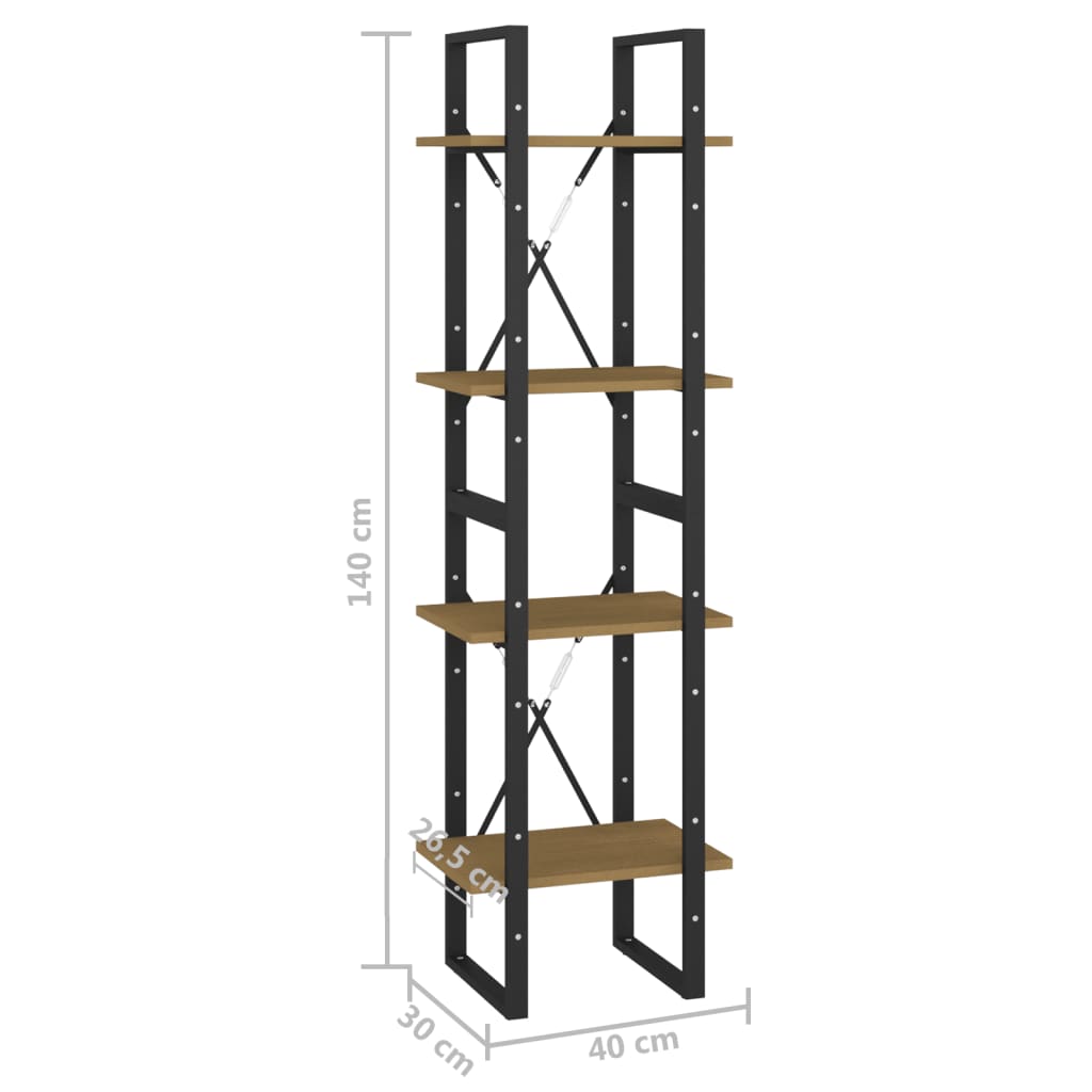 vidaXL Libreria a 4 Ripiani 40x30x140 cm in Legno Massello di Pino VIDAXL