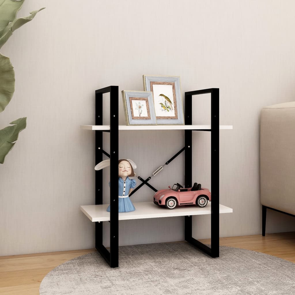 vidaXL Libreria a 2 Ripiani Bianca 60x30x70 cm in Massello di Pino