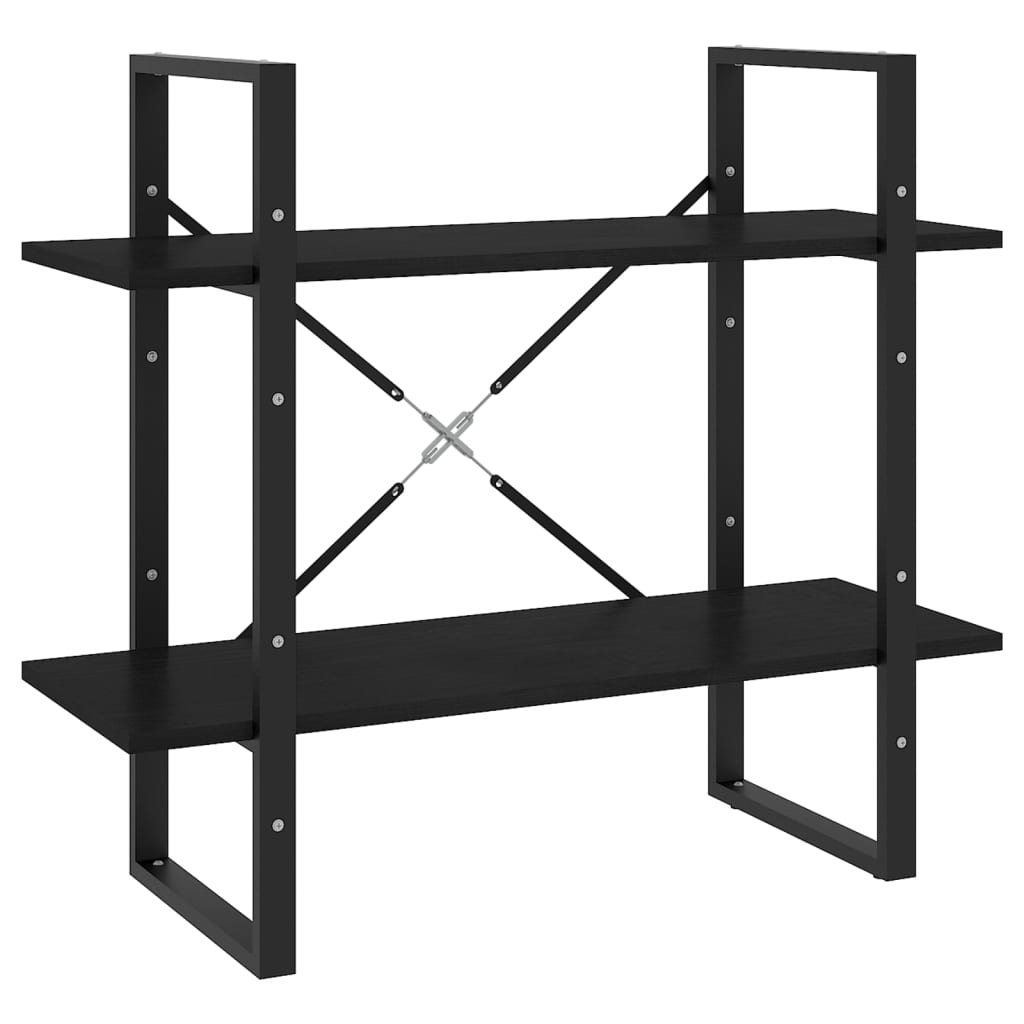 vidaXL Libreria a 2 Ripiani Nera 80x30x70 cm in Massello di Pino