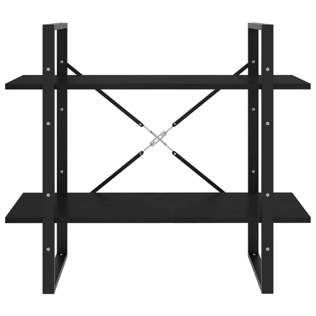 vidaXL Libreria a 2 Ripiani Nera 80x30x70 cm in Massello di Pino