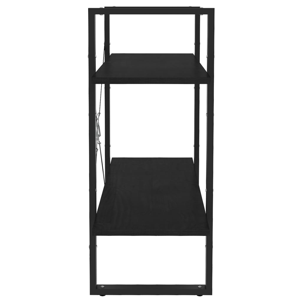 vidaXL Libreria a 2 Ripiani Nera 80x30x70 cm in Massello di Pino
