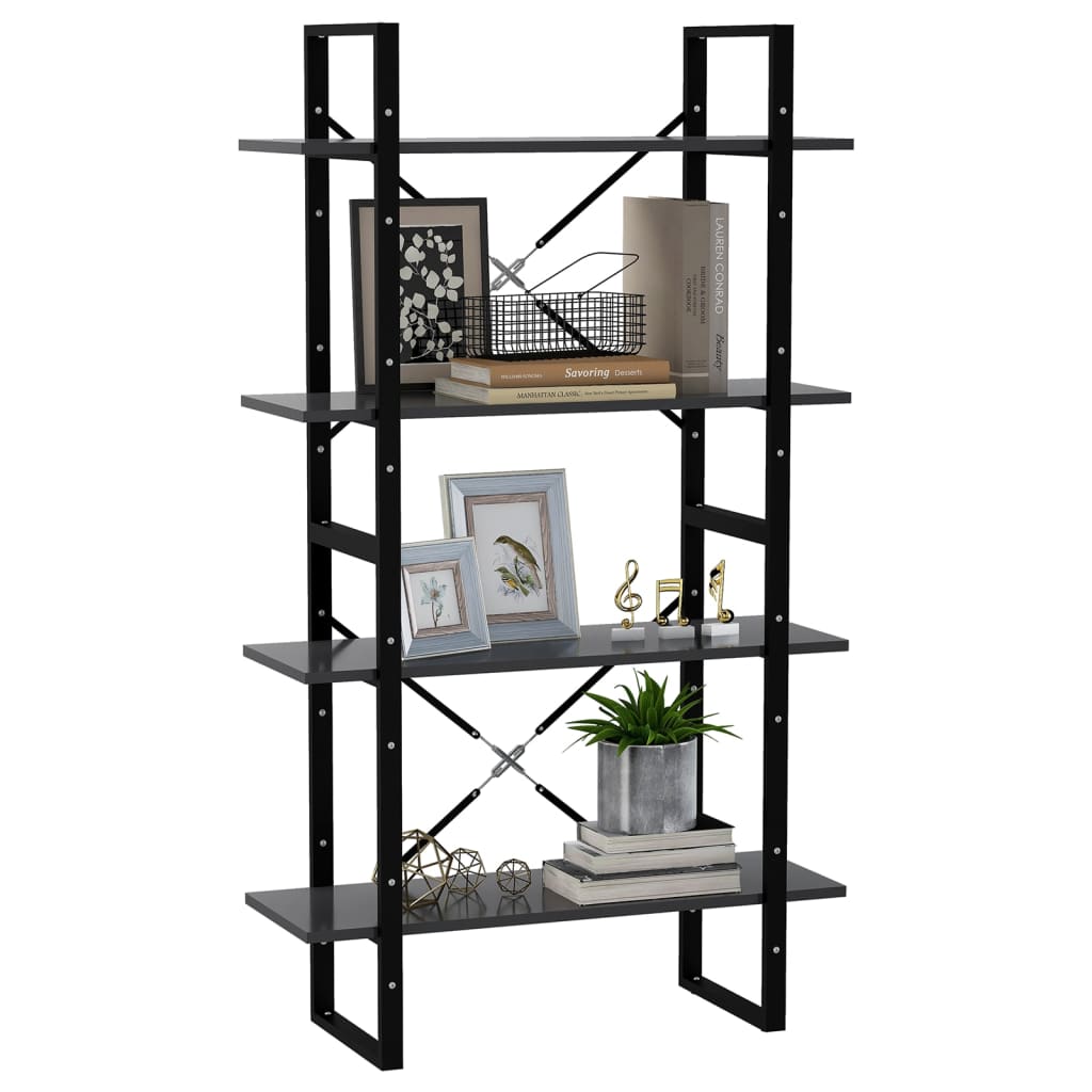 vidaXL Libreria a 4 Ripiani Grigia 80x30x140 cm in Legno Multistrato