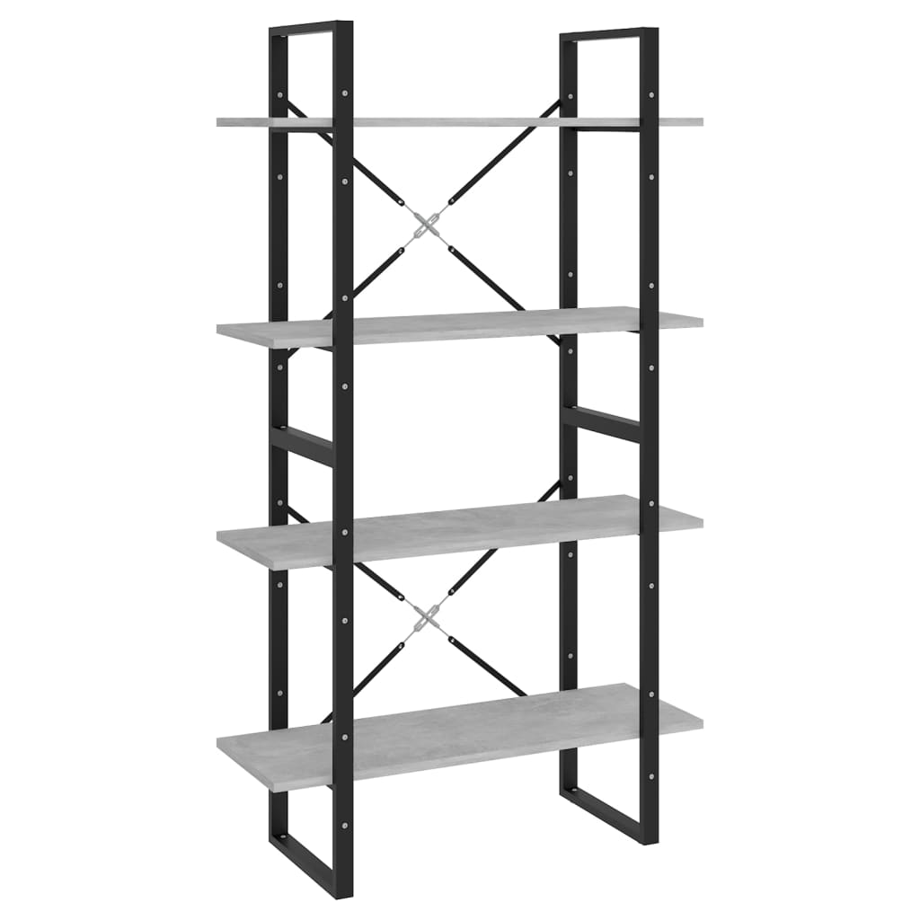 vidaXL Libreria 4 Ripiani Grigio Cemento 80x30x140cm Legno Multistrato