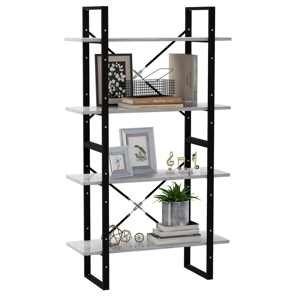 vidaXL Libreria 4 Ripiani Grigio Cemento 80x30x140cm Legno Multistrato