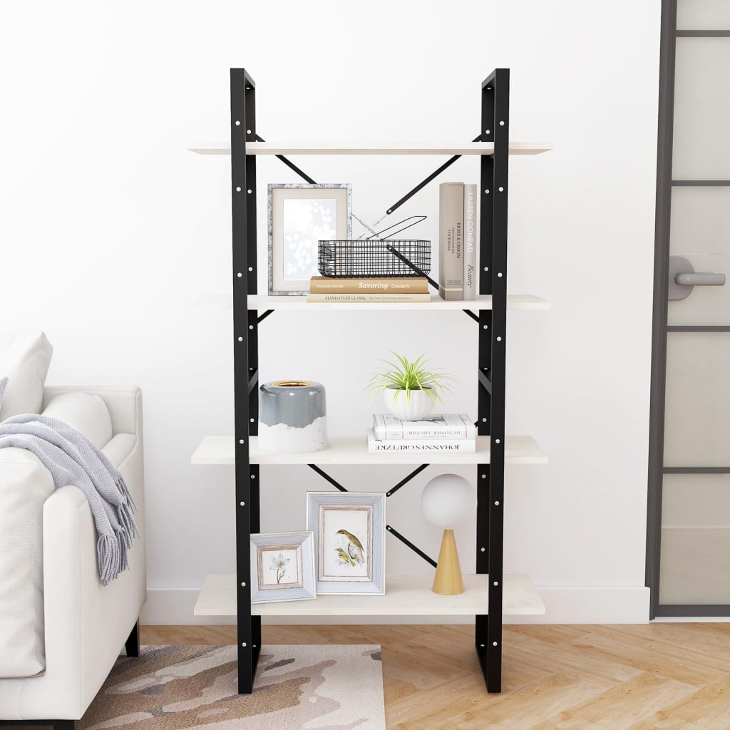 vidaXL Libreria a 4 Ripiani Bianca 80x30x140 cm in Massello di Pino