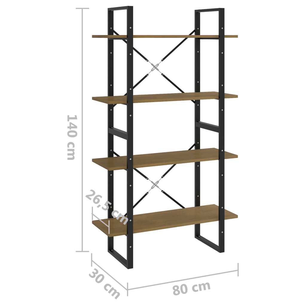 vidaXL Libreria a 4 Ripiani 80x30x140 cm in Legno Massello di Pino VIDAXL