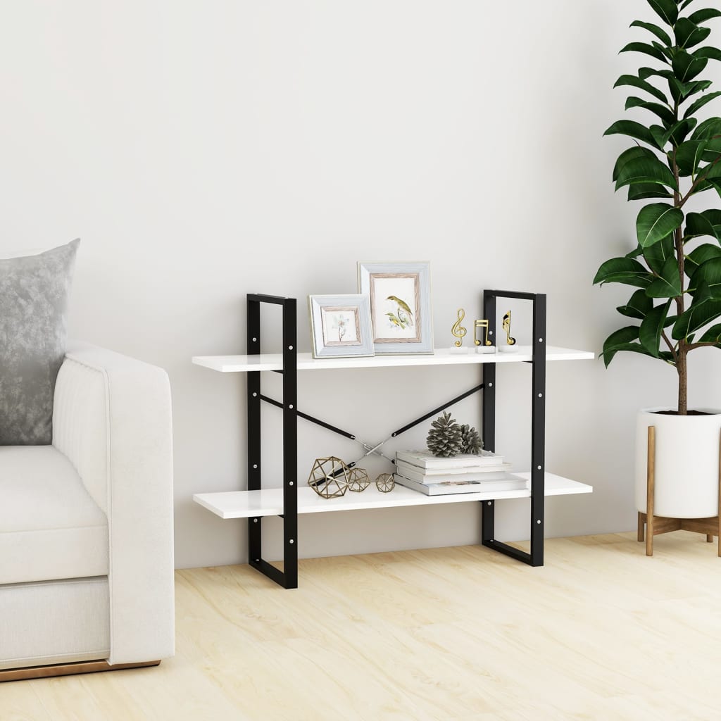 vidaXL Libreria a 2 Ripiani Bianca 100x30x70 cm in Legno Multistrato