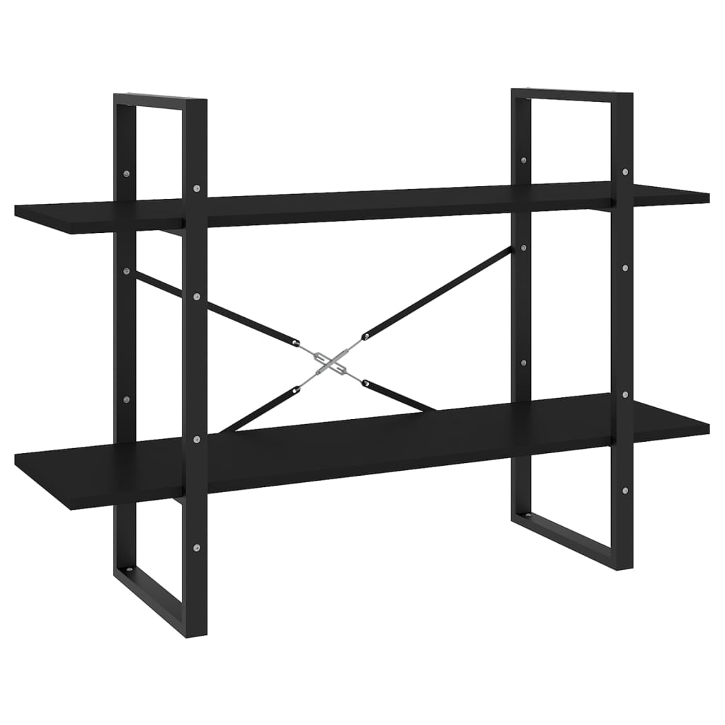 vidaXL Libreria a 2 Ripiani Nera 100x30x70 cm in Legno Multistrato
