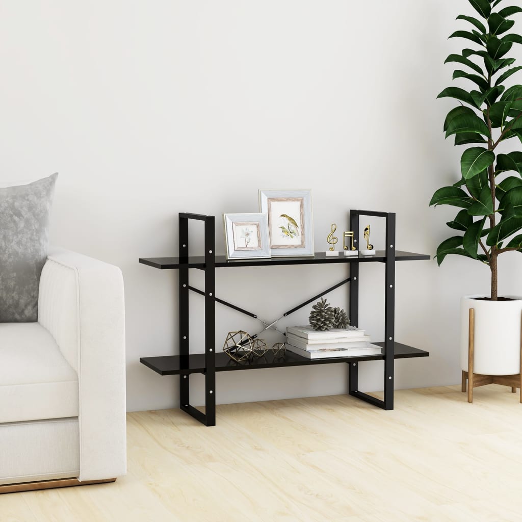 vidaXL Libreria a 2 Ripiani Nera 100x30x70 cm in Legno Multistrato
