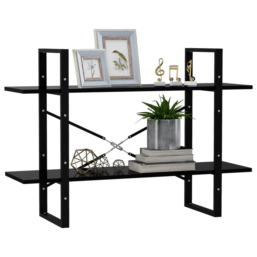 vidaXL Libreria a 2 Ripiani Nera 100x30x70 cm in Legno Multistrato