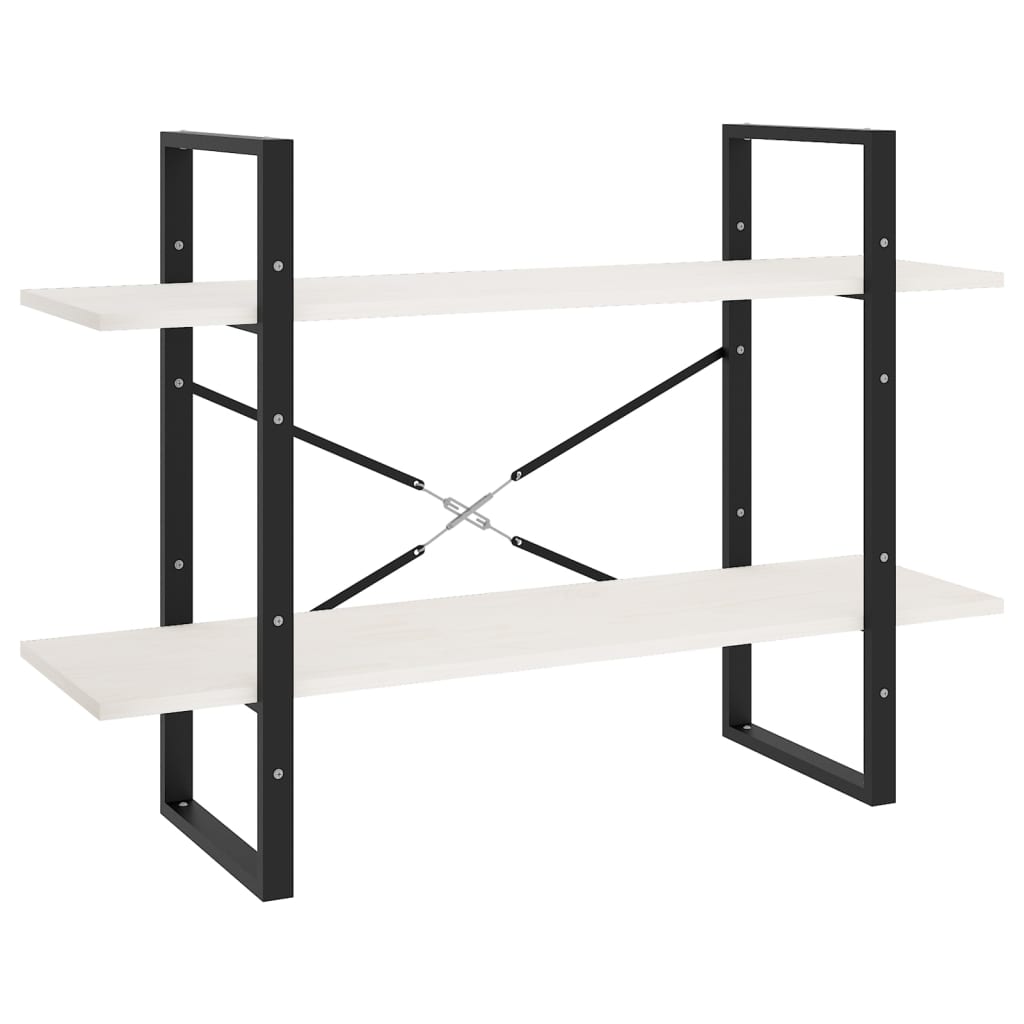 vidaXL Libreria a 2 Ripiani Bianca 100x30x70 cm in Massello di Pino