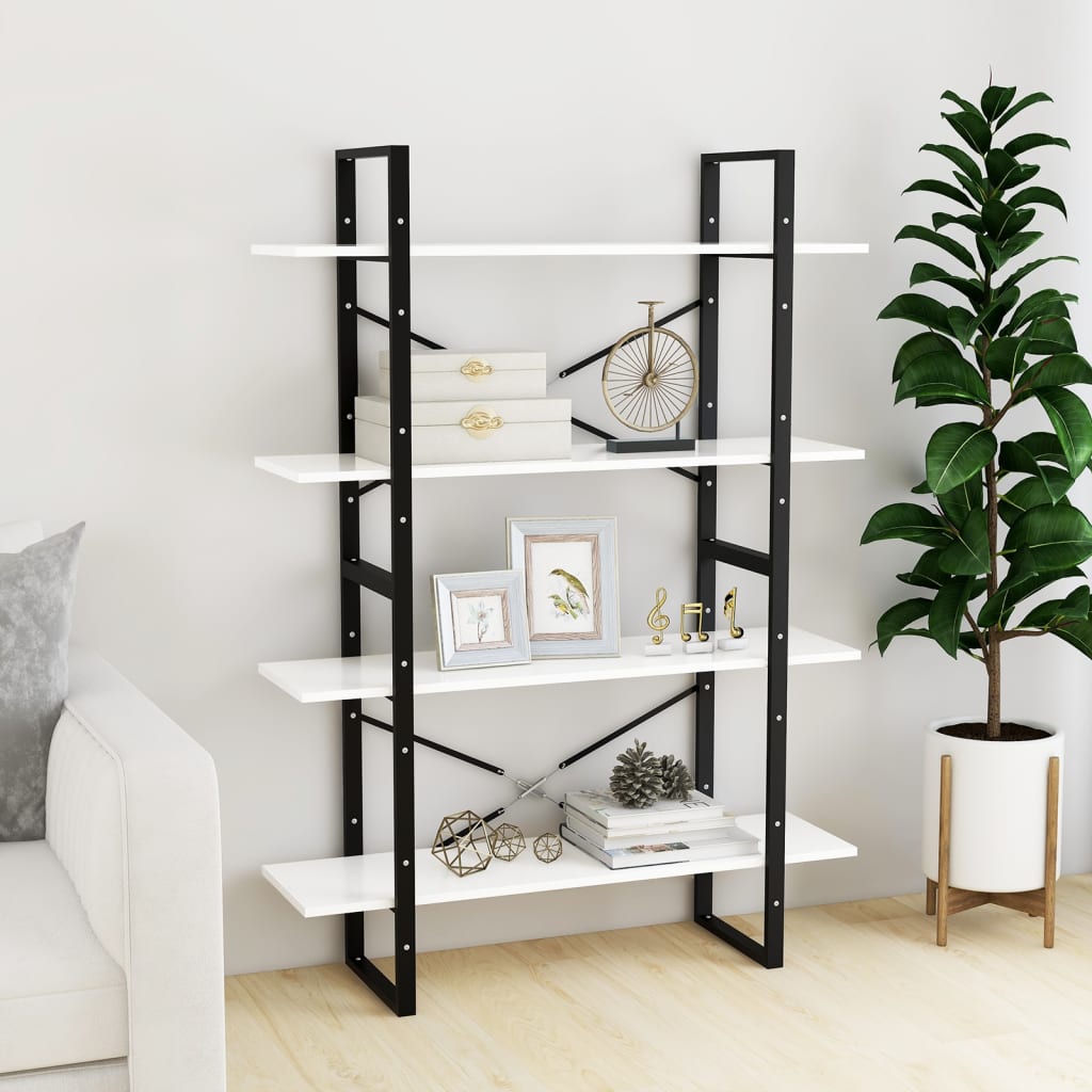 vidaXL Libreria a 4 Ripiani Bianca 100x30x140 cm in Legno Multistrato