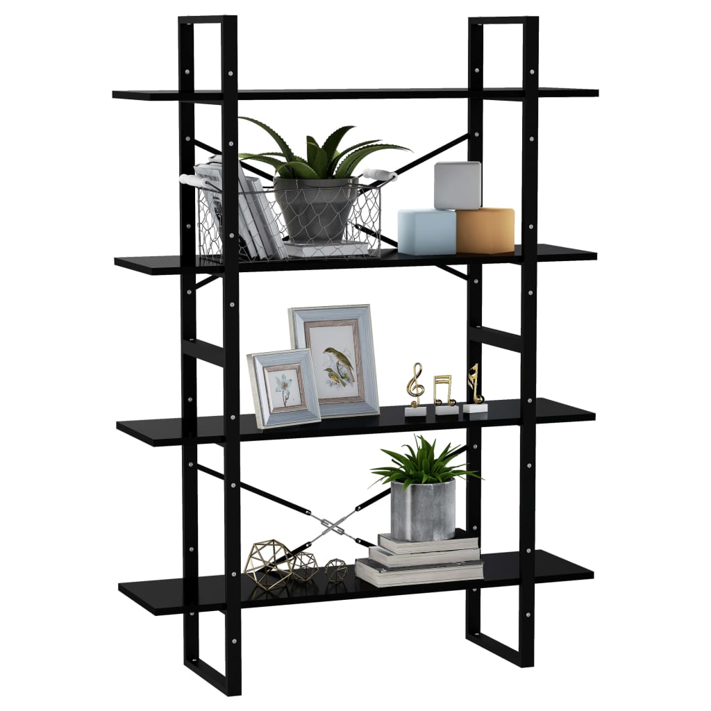 vidaXL Libreria a 4 Ripiani Nera 100x30x140 cm in Legno Multistrato