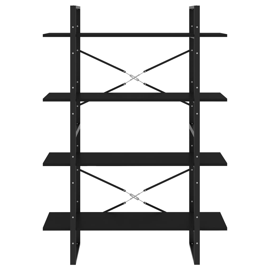 vidaXL Libreria a 4 Ripiani Nera 100x30x140 cm in Legno Multistrato