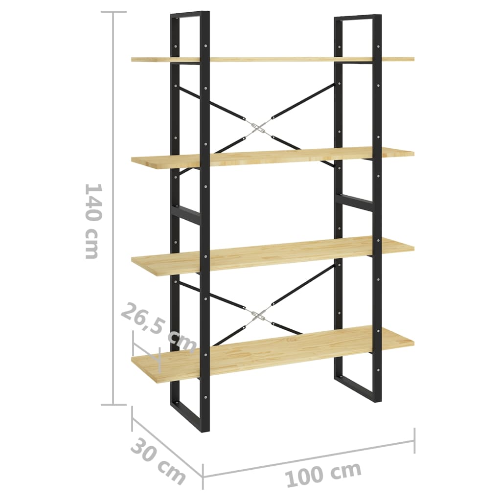 vidaXL Libreria a 4 Ripiani 100x30x140 cm in Legno Massello di Pino
