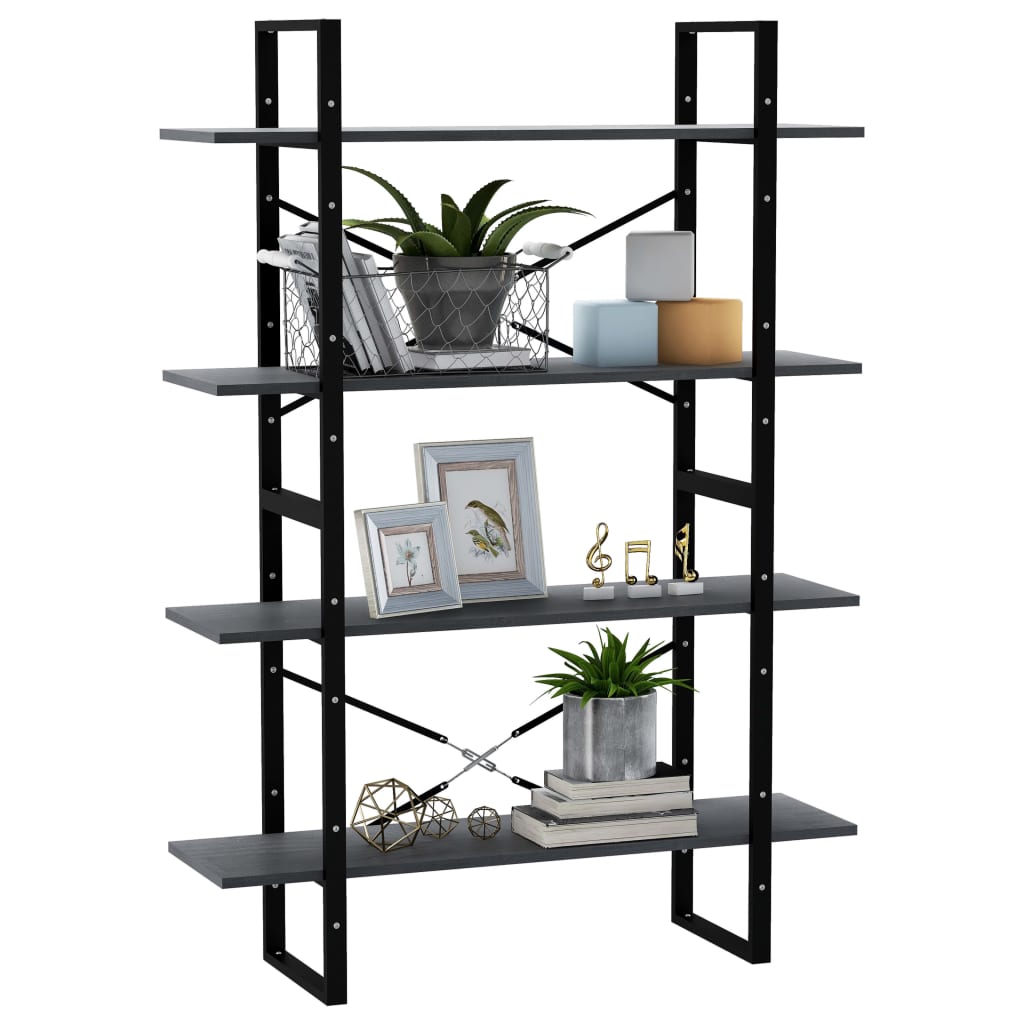 vidaXL Libreria a 4 Ripiani Grigia 100x30x140 cm in Massello di Pino