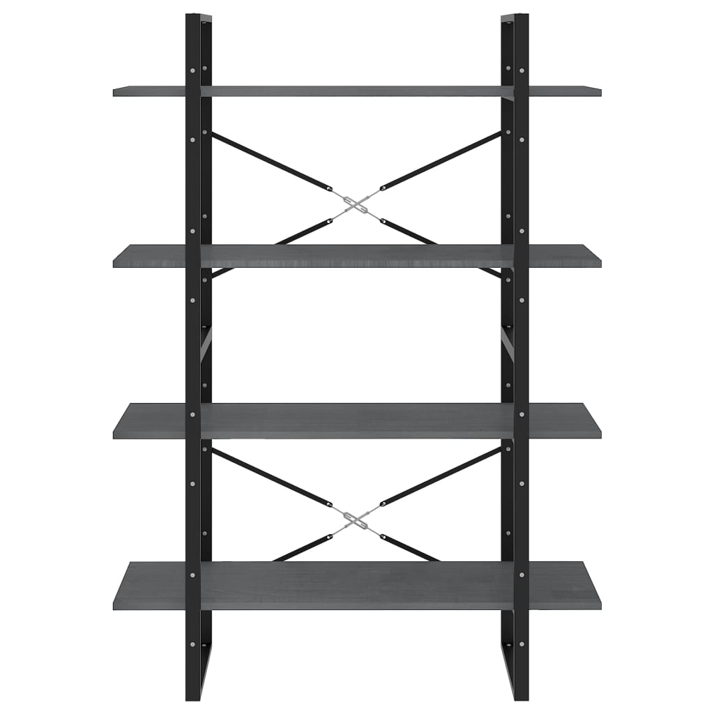 vidaXL Libreria a 4 Ripiani Grigia 100x30x140 cm in Massello di Pino
