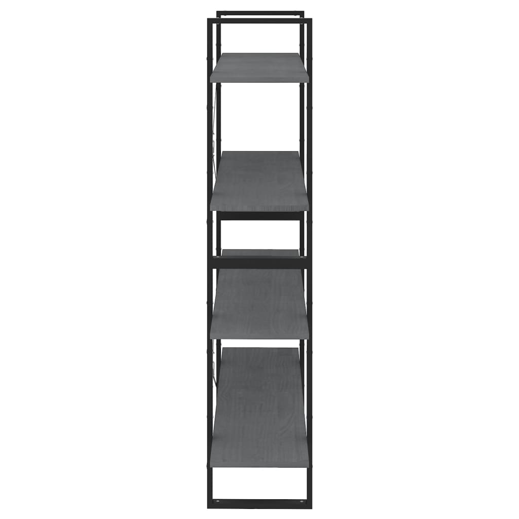 vidaXL Libreria a 4 Ripiani Grigia 100x30x140 cm in Massello di Pino