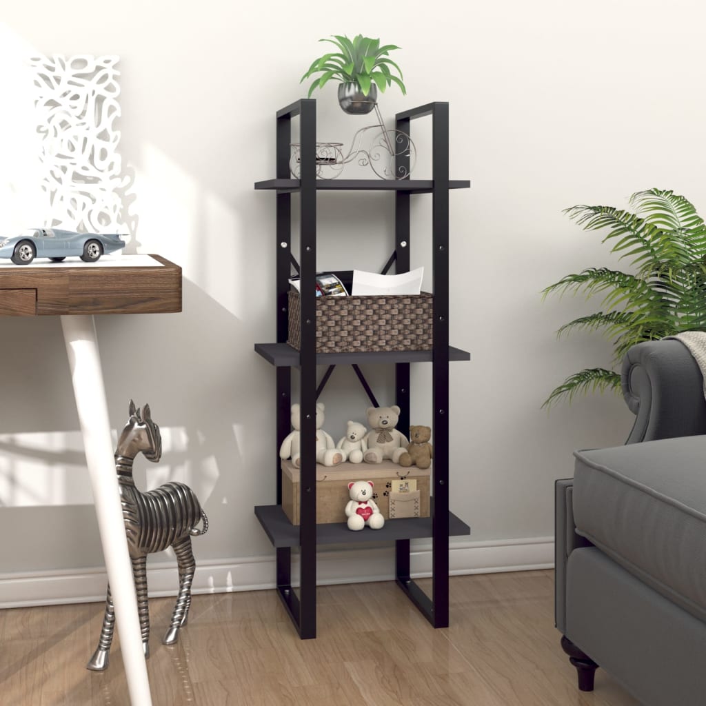 vidaXL Libreria a 3 Ripiani Grigia 40x30x105 cm in Legno Multistrato