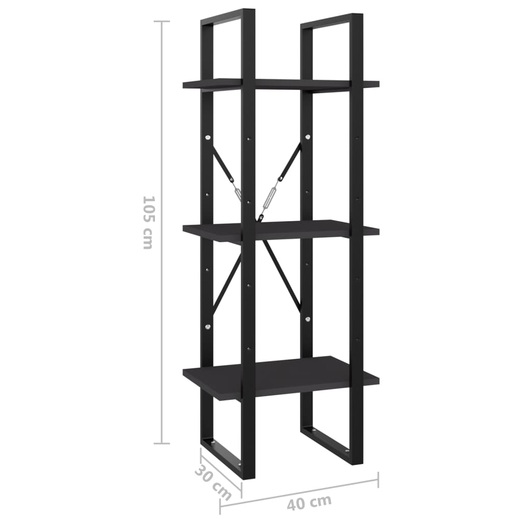 vidaXL Libreria a 3 Ripiani Grigia 40x30x105 cm in Legno Multistrato