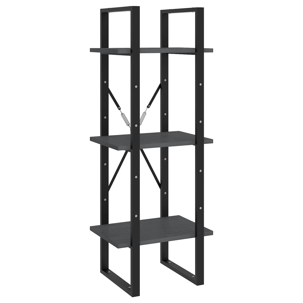 vidaXL Libreria a 3 Ripiani Grigia 40x30x105 cm in Massello di Pino