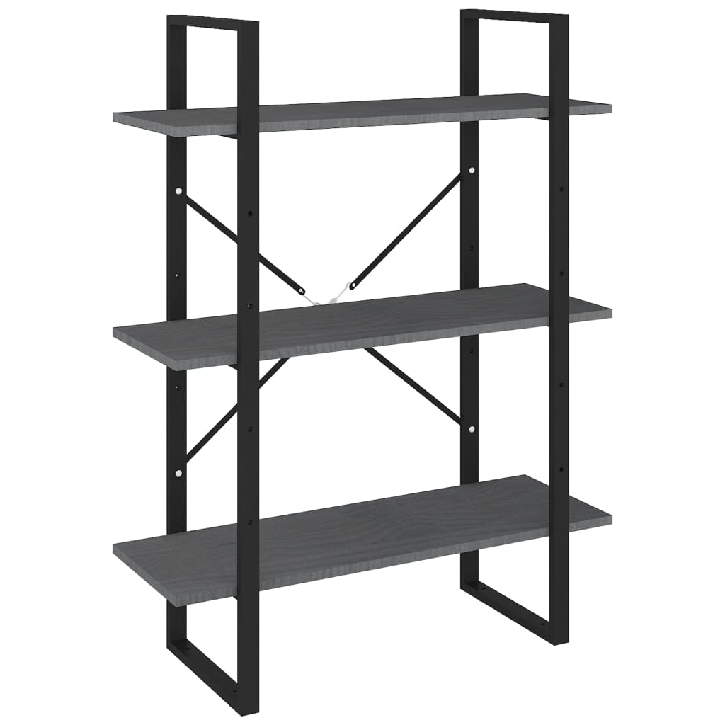 vidaXL Libreria a 3 Ripiani Grigia 80x30x105 cm in Massello di Pino