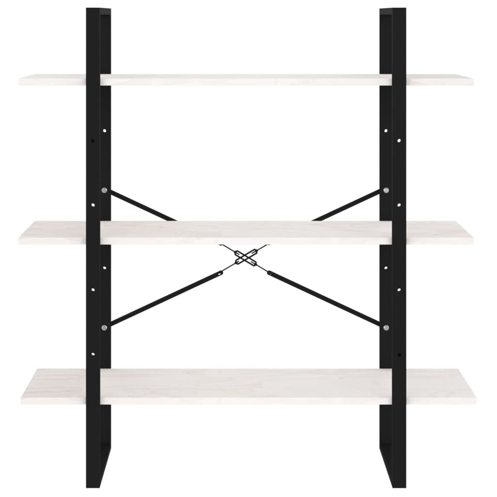 vidaXL Libreria a 3 Ripiani Bianca 100x30x105 cm in Massello di Pino