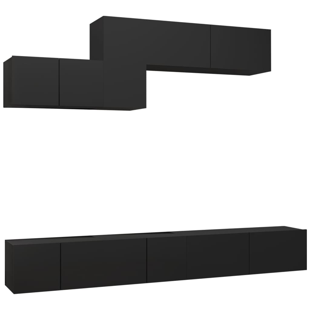vidaXL Set di Mobili Porta TV 6 pz Nero in Legno Multistrato