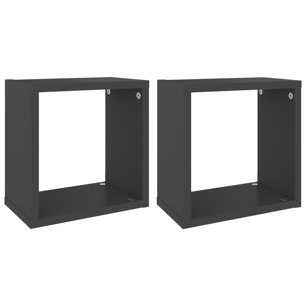 vidaXL Mensole Parete a Cubo 2 pz Grigie 26x15x26 cm