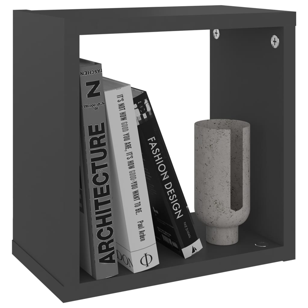 vidaXL Mensole Parete a Cubo 2 pz Grigie 26x15x26 cm