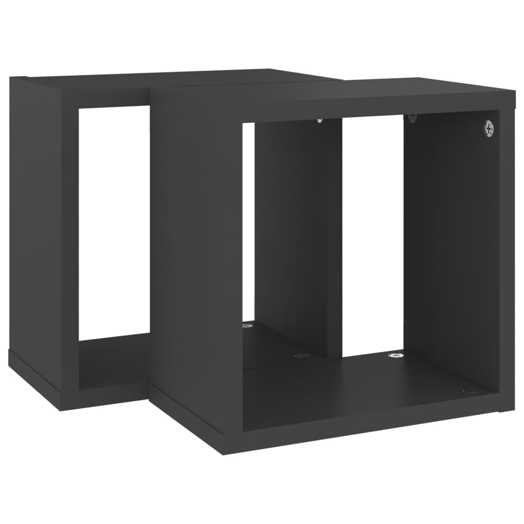 vidaXL Mensole Parete a Cubo 2 pz Grigie 26x15x26 cm