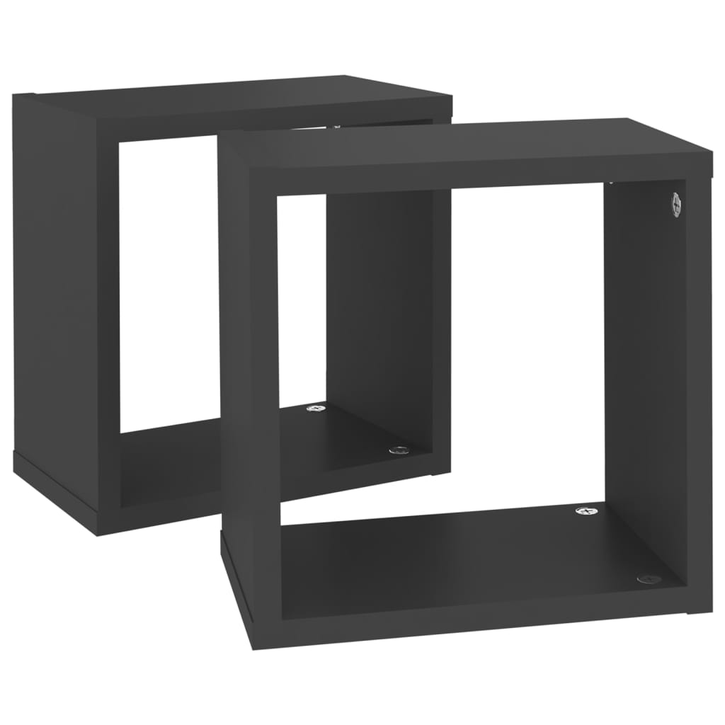 vidaXL Mensole Parete a Cubo 2 pz Grigie 26x15x26 cm