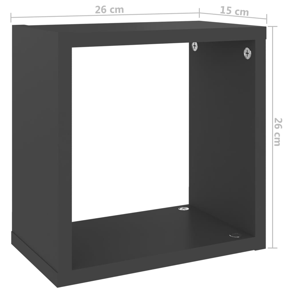 vidaXL Mensole Parete a Cubo 2 pz Grigie 26x15x26 cm