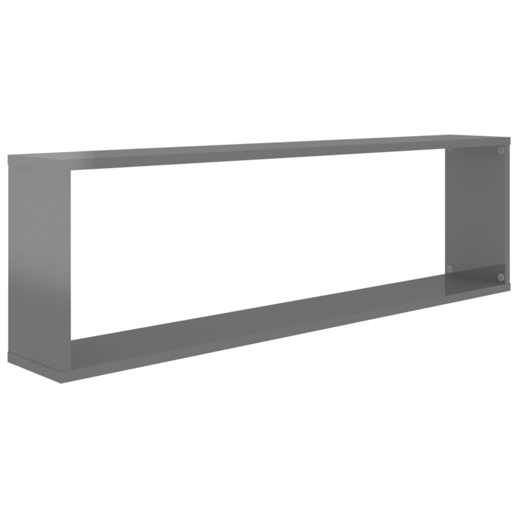 vidaXL Mensole Parete a Cubo 2pz Grigio Lucido 100x15x30cm Multistrato